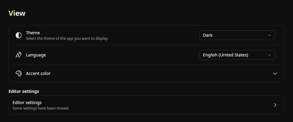 Screenshot of display settings
